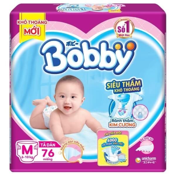 Bỉm Tã dán Bobby M76 (6 - 10kg) Size M 76 Miếng