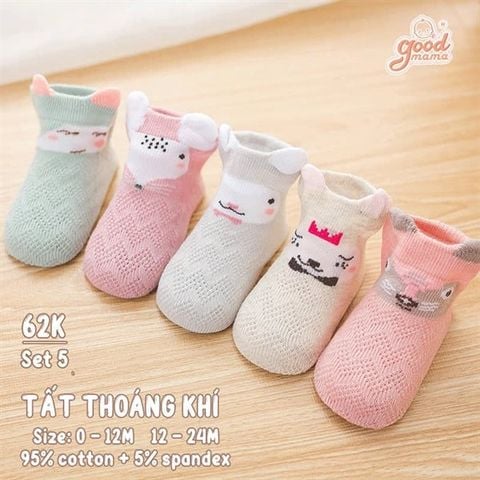 Set 5 tất lưới Goodmama bé gái size 12-24M