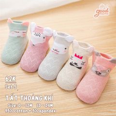 Set 5 tất lưới Goodmama bé gái size 12-24M