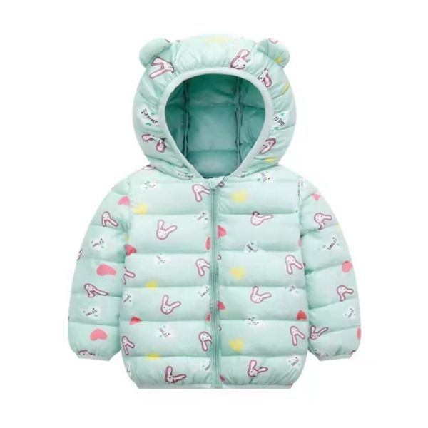 Áo khoác phao hoạ tiết mũ gấu Hồng size 100