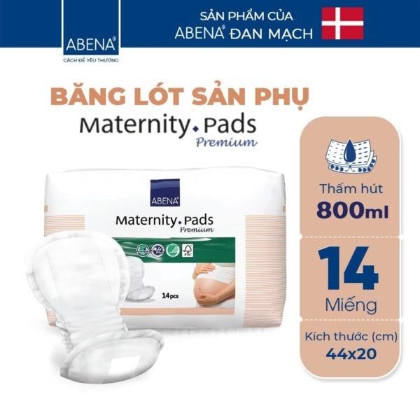 Băng lót sản phụ Abena. Thấm hút 800ml. 14 miếng/ 1 gói