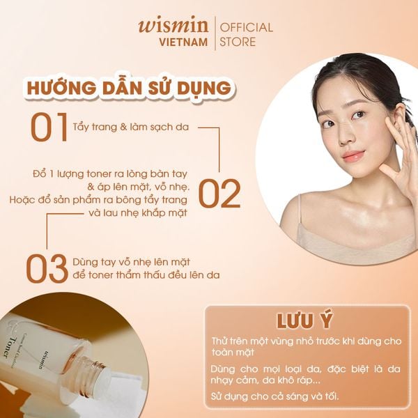 Nước hoa hồng Toner thuần chay Wismin (Hàn Quốc)