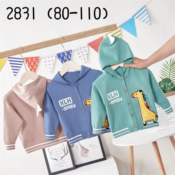 Áo khoác len hình hươu - Xanh dương - size 110