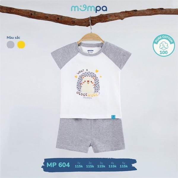Bộ cộc tay Mompa MP604 Ghi size 4Y