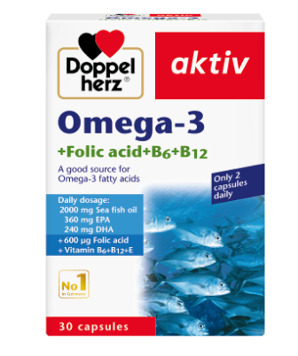 Thực phẩm bảo vệ sức khỏe Doppelherz Omega-3 (Dầu cá) + Folic acid + B6 + B12
