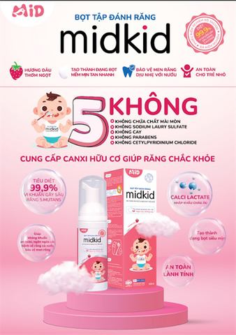 Bọt tâp đánh răng Midkid vị dâu