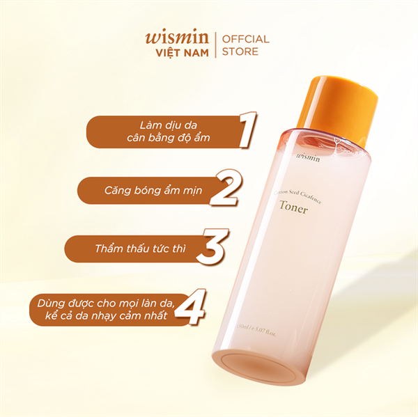 Nước hoa hồng Toner thuần chay Wismin (Hàn Quốc)