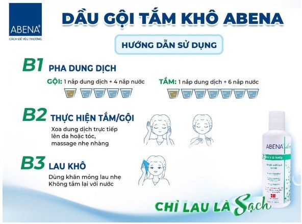 Dầu tắm gội khô Abena