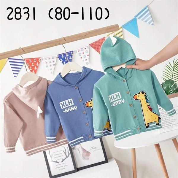 Áo khoác len hình hươu - Nâu - size 110