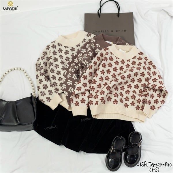 Áo len dài tay hoa nhí BG (Size 5)