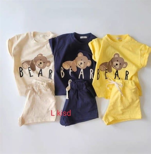 Bộ thun lạnh hình gấu xanh than