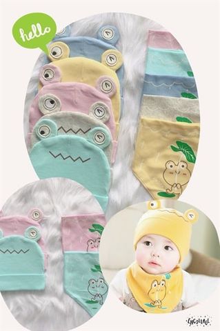 Mũ kèm yếm sơ sinh CLO