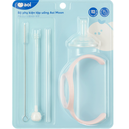 Bộ phụ kiện tập uống Aoi Moon - Xanh da trời baby
