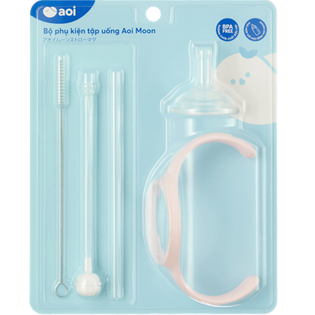 Bộ phụ kiện tập uống Aoi Moon - Xanh da trời baby