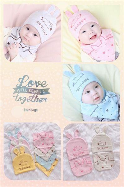 Mũ kèm yếm sơ sinh CLO