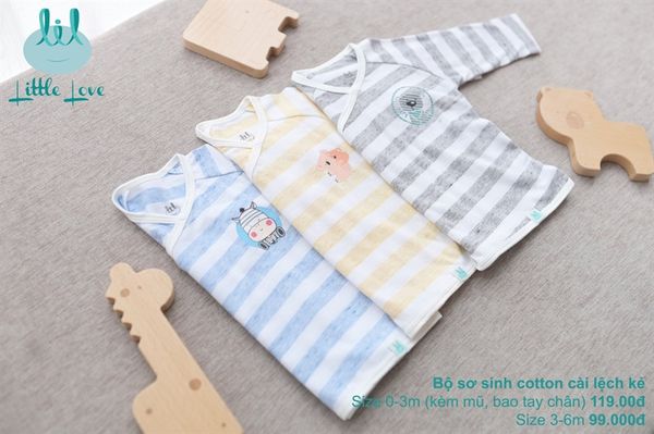 DSS Bộ sơ sinh cotton cài lệch 0-3M