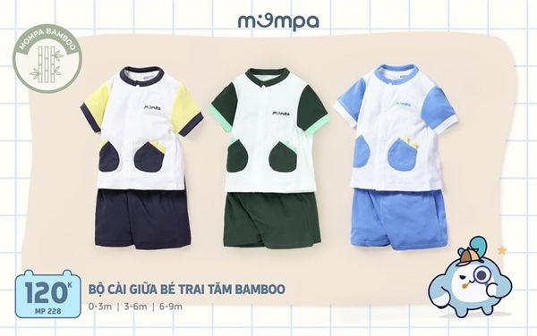 Bộ SS BT cài giữa tăm bambo Mompa - 3-6M