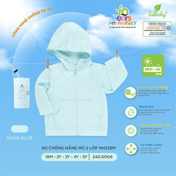 Áo chống nắng Lullaby NH329M - Xanh Blue