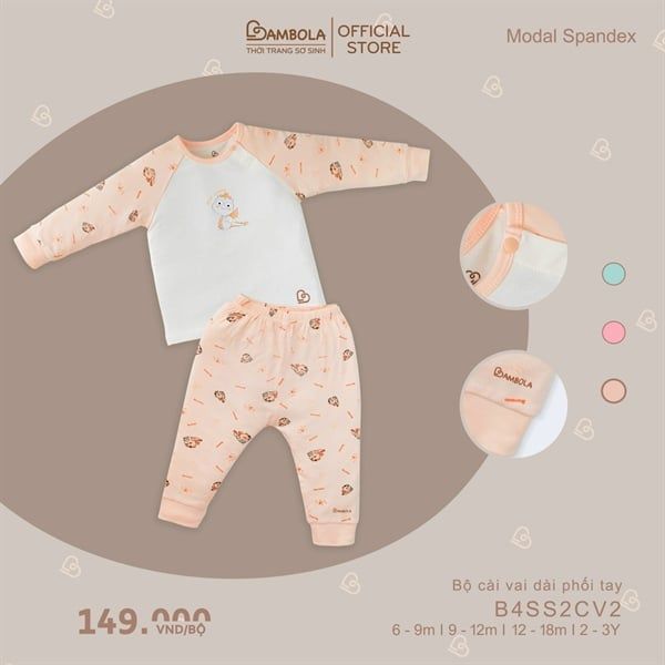 Bộ cài vai dài phối tay Bambola - Vàng - B4SS2CV2-27 - (18-24M)