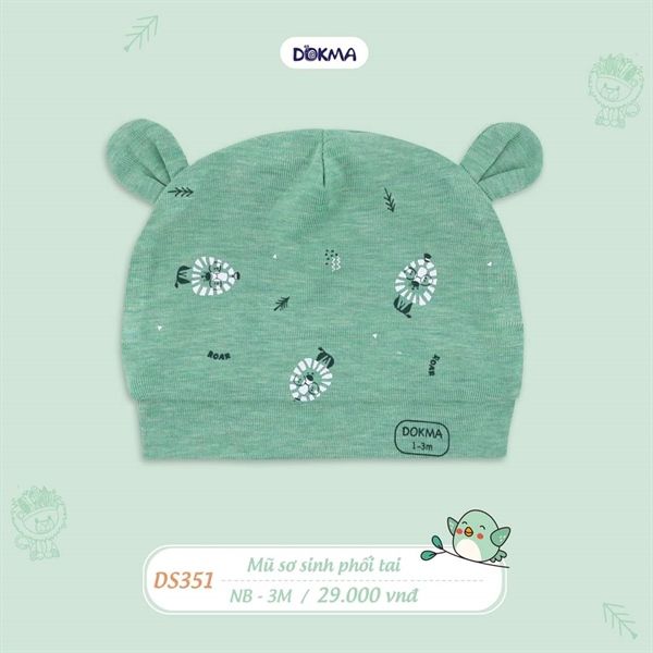 Mũ sơ sinh 2 tai tròn Dokma DS351