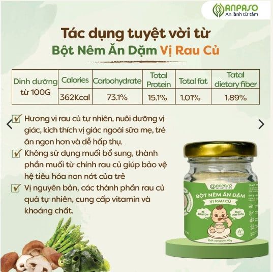 Bột nêm ăn dặm Anpaso vị rau củ 60g