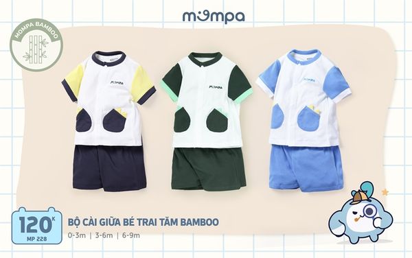 Bộ SS BT cài giữa tăm bambo Mompa - 0-3M