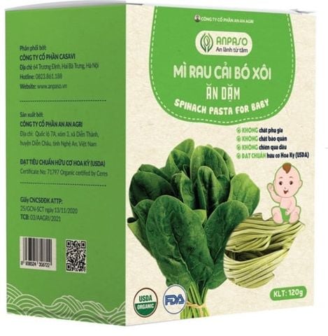 Mì rau củ Ăn dặm cho bé Organic Anpaso