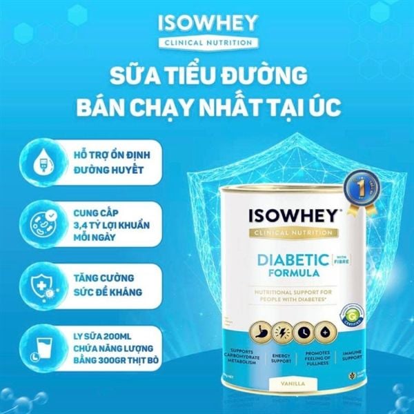 Sữa dành riêng cho người tiểu đường Isowhey Diabetics Vallina