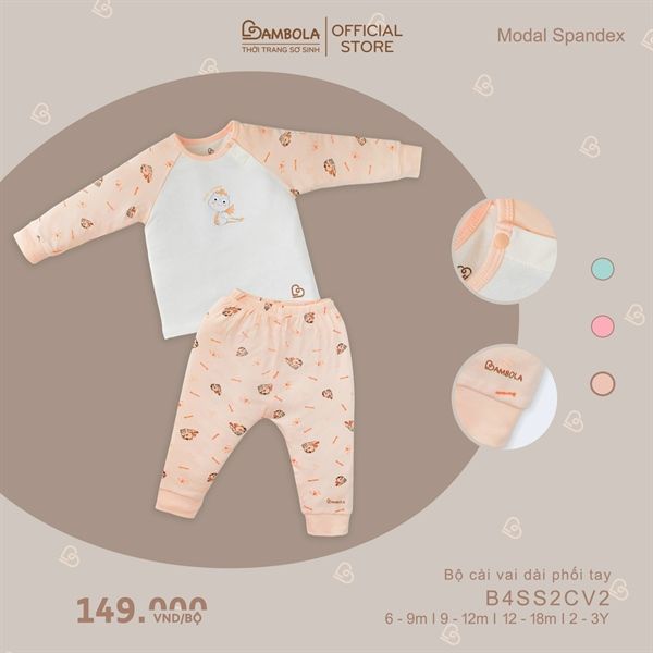 Bộ cài vai dài phối tay Bambola - Vàng - B4SS2CV2-27 - (6-9M)