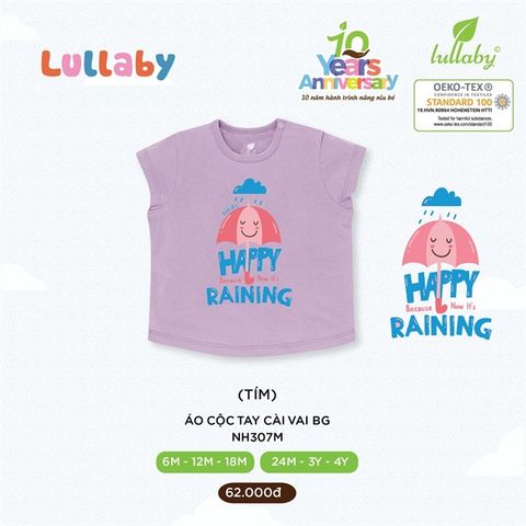 Áo cộc tay cài vai bé gái - tím