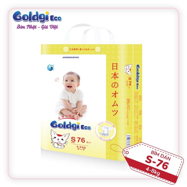 Q - KM Bỉm Goldgi ECO dán S76 (4-8kg)