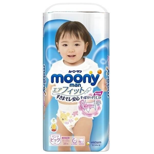 Bỉm Moony quần XL38 bé gái (12-22kg)