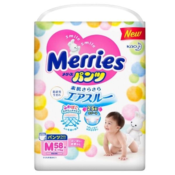 BIM Bỉm Merries nội địa quần M (6-11kg) - Cộng miếng