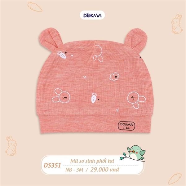 Mũ sơ sinh 2 tai tròn Dokma DS351