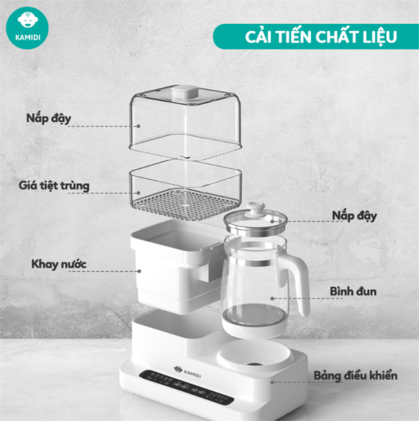 Máy đun nước, hâm sữa kiêm tiệt trùng sấy khô bình sữa đa năng Kamidi Speed 2