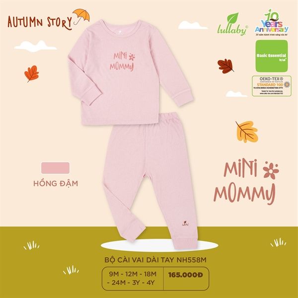 Bộ thun tăm NH558M Lullaby - Hồng đậm - 18M