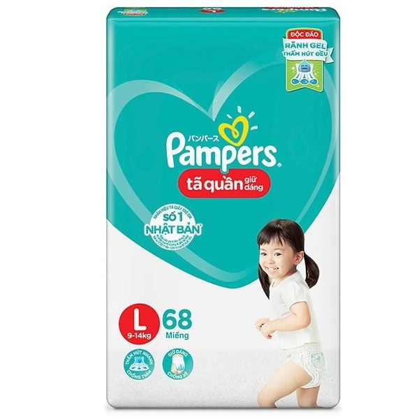 Bỉm Tã quần Pampers L68 (9 - 14kg) size L 68 miếng