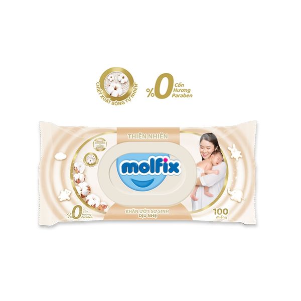 Khăn ướt Molfix nâu (sơ sinh) 100 tờ