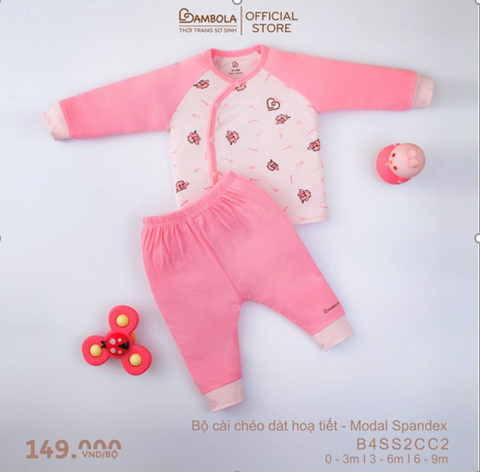 Bộ cài giữa cộc tay Bambola Raglan - Hồng - B4SS1CG1-10 - (0-3M)
