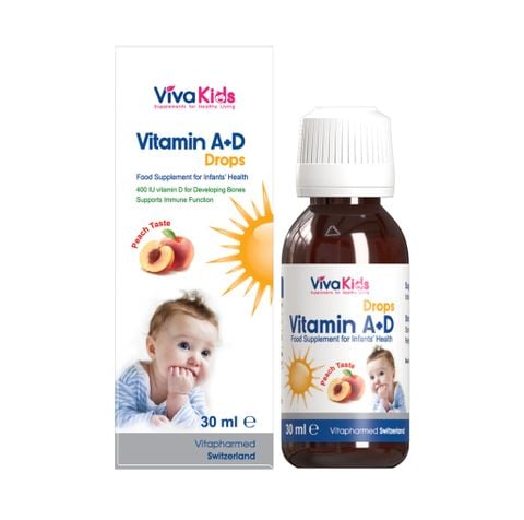 Vitamin A + D Drops VivaKids cho bé mắt sáng, dáng cao (0M+)
