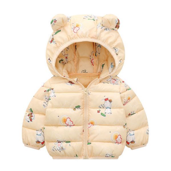 Áo khoác phao hoạ tiết mũ gấu Vàng size 80