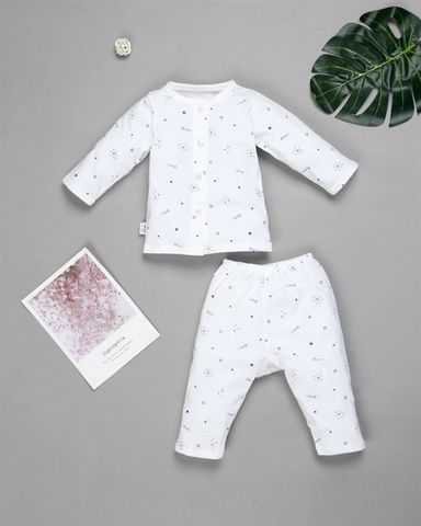 Bộ sơ sinh cài giữa dài tay IQ BABY Sao băng xanh