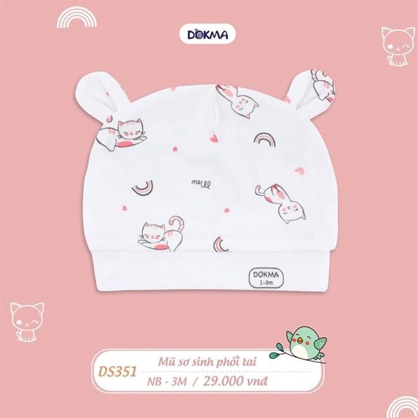 Mũ sơ sinh 2 tai tròn Dokma DS351