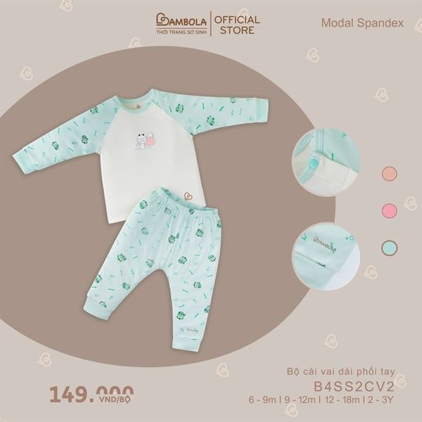 Bộ cài vai dài phối tayBambola - Xanh - B4SS2CV2-26 - (18-24M)