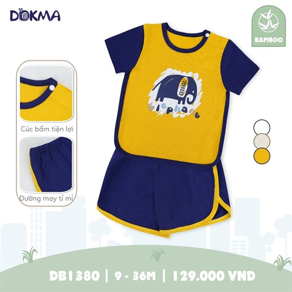 H.Bộ cộc tay cài vai Vàng 6-9M