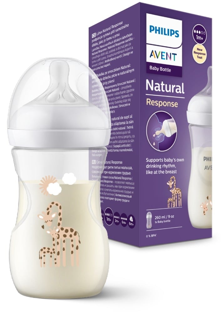 Bình sữa Philips Avent mô phỏng tự nhiên họa tiết Hươu cao cổ