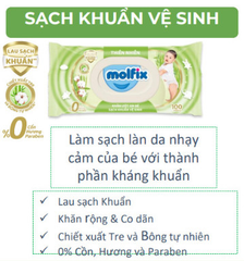 Khăn ướt Molfix Xanh (sạch khuẩn) 100 tờ