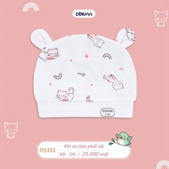 Mũ sơ sinh 2 tai tròn Dokma DS351