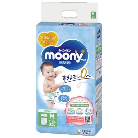 Bỉm Tã Moony quần M52 (6-12kg)