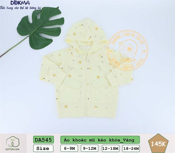 Áo khoác mũ kéo khóa Dokma DA545 (9-12M) CLO